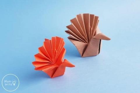 Two Origami Turkeys 