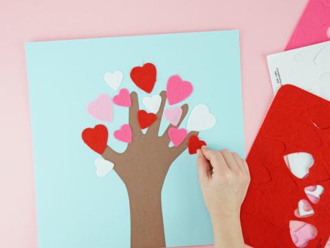 Valentine's tree made from a handprint