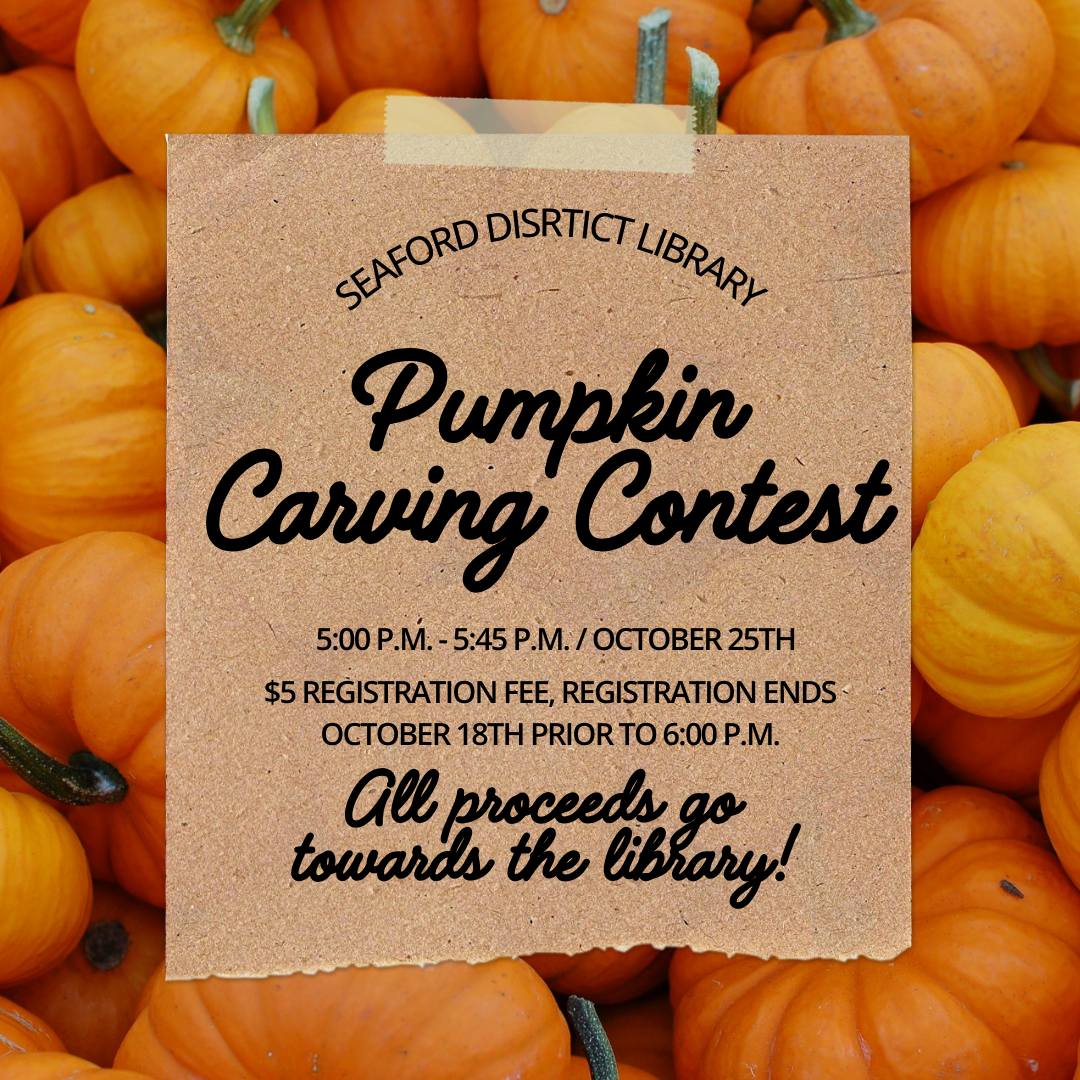 Pumpkin Carving Contest, October 25th from 5:00-5:45 p.m.