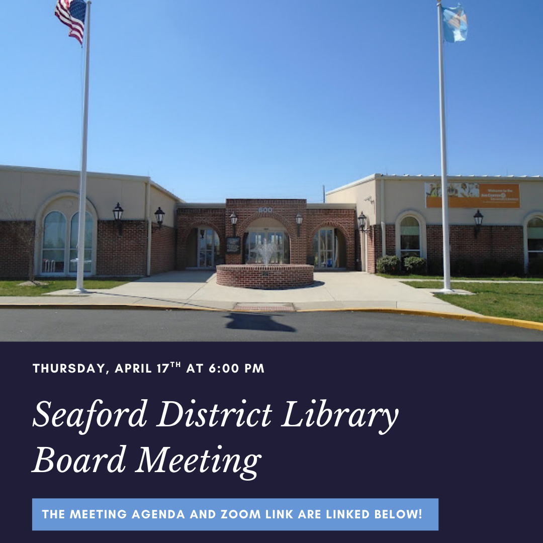 Seaford Library Board Meeting, April 17th 6:00 pm